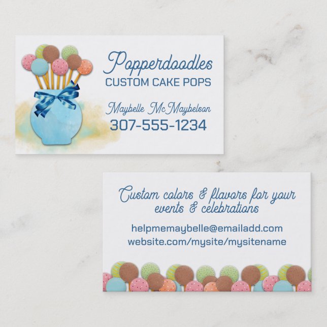 Carte De Visite Cake pops événement mariage boulangerie pâtisserie (Devant / Derrière)