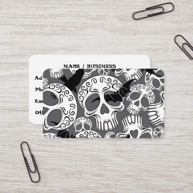 Carte De Visite Calaveras décoratives Halloween (Devant/Arrière en situation)