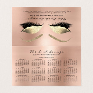 Carte De Visite Calendrier 2018 Beauté Studio Lashes Rose Rose