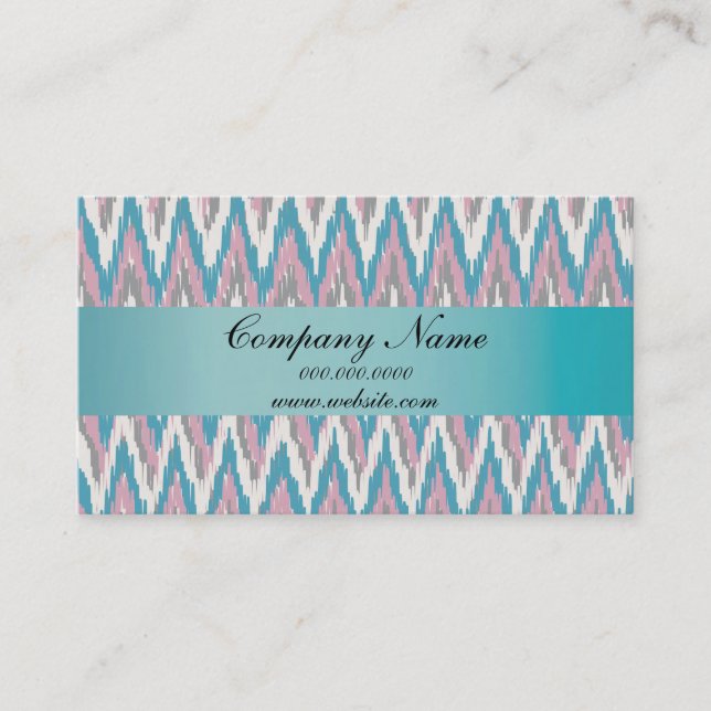 Carte De Visite Calendrier 2019 de Dusty Pink et Blue iKat ZigZag (Devant)