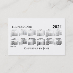 Carte De Visite Calendrier 2021 par Janz White Euro