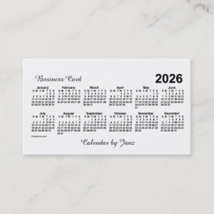 Carte De Visite Calendrier blanc 2026 par Janz