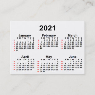 Carte De Visite Calendrier de 52 semaines 2021 blanc par Janz Cart