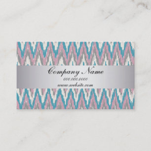 Carte De Visite Calendrier de Mauve Blue TribaI Ikat ZigZag Pocket