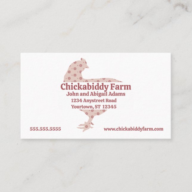 Carte De Visite Calico Hen Ferme d'Oeufs Ranch Pays (Devant)
