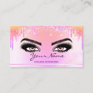 Carte De Visite California Rainbow Trendy drips script Lashes