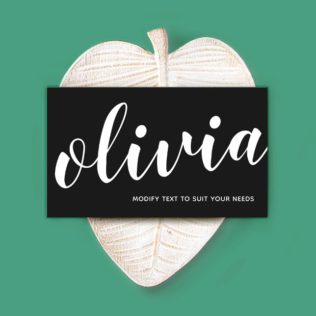 Carte De Visite Calliage de script de signature noir gras (Créateur téléchargé)