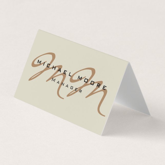 Carte De Visite Calligraphie classique Monogramme Pastel Couleur (Devant)