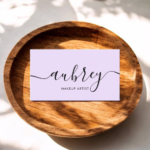 Carte De Visite Calligraphie de fille minimaliste lumière violet