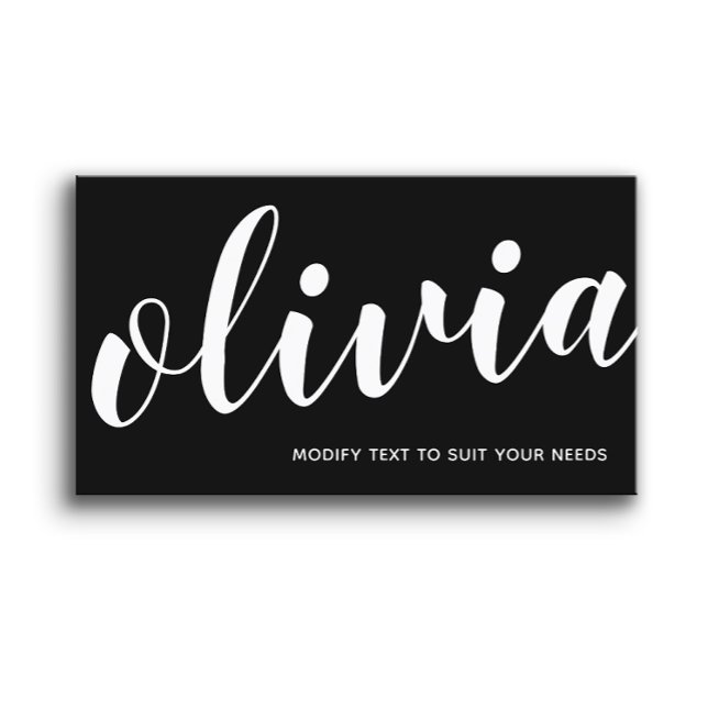 Carte De Visite Calligraphie de script manuscrite en noir gras (Créateur téléchargé)