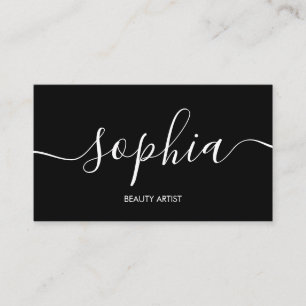 Carte De Visite Calligraphie de script sophistiqué Noir minimal