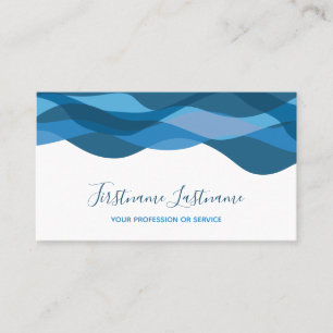 Carte De Visite Calligraphie des vagues abstraites bleu foncé