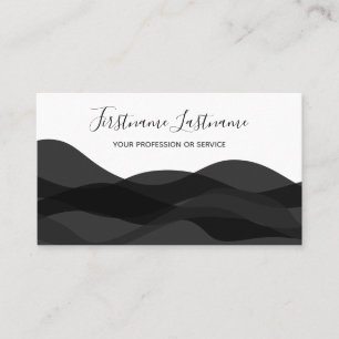 Carte De Visite Calligraphie des vagues abstraites en noir et blan
