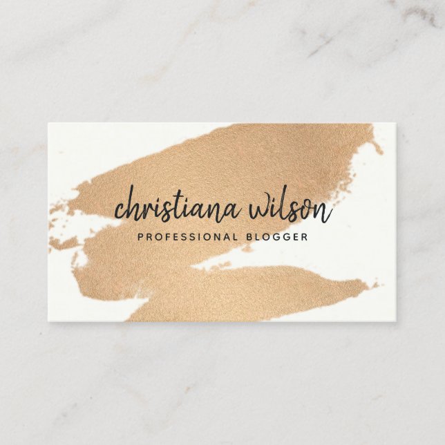CARTE DE VISITE CALLIGRAPHIE ÉLÉGANTE EN CUIVRE FOIL BLACK BRUSH S (Devant)