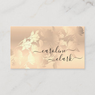 Carte De Visite Calligraphie Élégante Rose moderne Fleurs noires