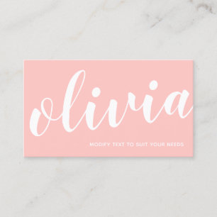 Carte De Visite Calligraphie manuscrite de script BOld Coral rose