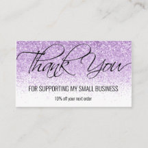 Calligraphie Merci-Parties scintillant violet élég