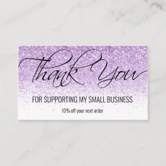 Carte De Visite Calligraphie Merci-Parties scintillant violet élég