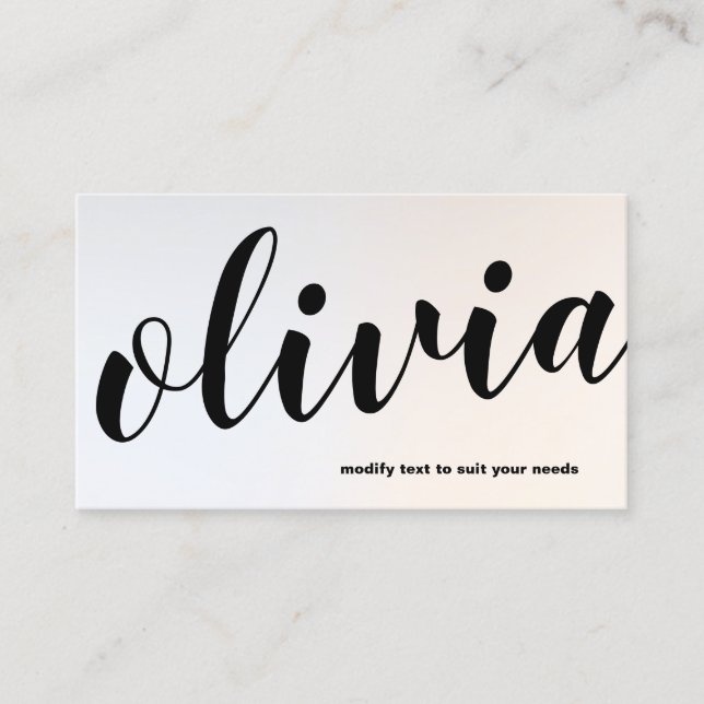 Carte De Visite Calligraphie moderne en argent brillant (Devant)