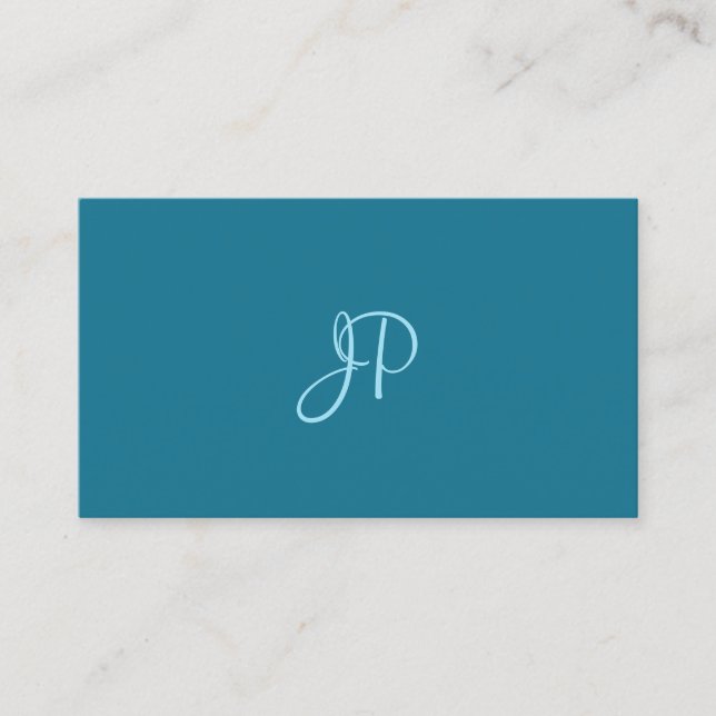 Carte De Visite Calligraphie moderne Script Turquoise Plain tendan (Devant)