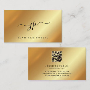 Carte De Visite Calligraphie Monogramme Or Soie Premium Luxe