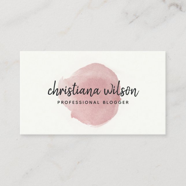 Carte De Visite CALLIGRAPHIE rose D'OR ROSE NOIR BRUSH STROKE (Devant)