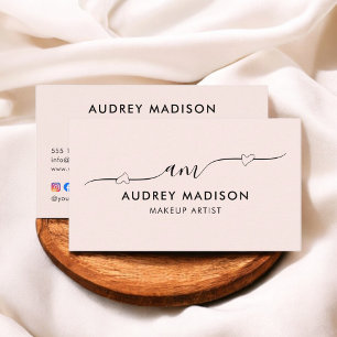 Carte De Visite Calligraphie rose vif Coeur de fille Code QR