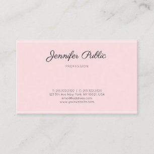 Carte De Visite Calligraphie Script Simple Élégant Moderne Rose