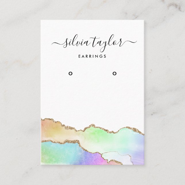 Carte De Visite Calligraphie Unicorn Agate Rainbow Pastel (Devant)