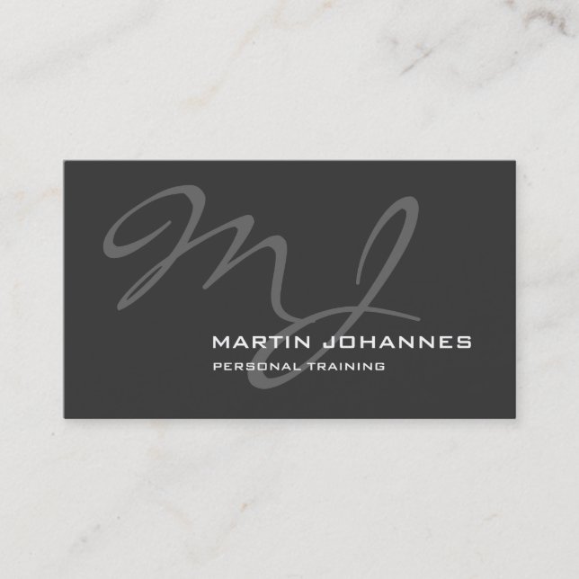 Carte de visite Calligraphique Monogram Grey Train (Devant)
