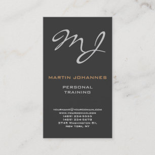Carte de visite Calligraphique Monogram Grey Train