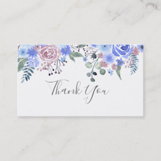 Carte De Visite Calligraphy scénario Wedding THANK YOU Blue