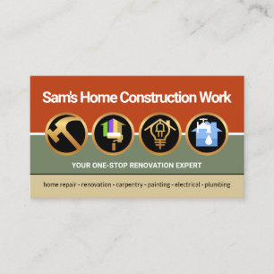 Carte De Visite Calques de couleur vintage Handyman Outils Builder