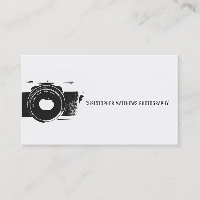 Carte De Visite Caméra classique Photographe artistique noir blanc (Devant)