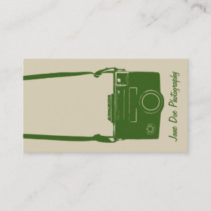 Carte De Visite Caméra de cinéma élégante Beige et Green Retro