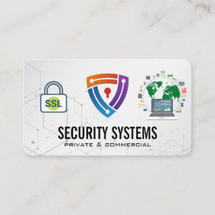 Carte De Visite Caméra de sécurité   Cyber verrou   Réseau mondial