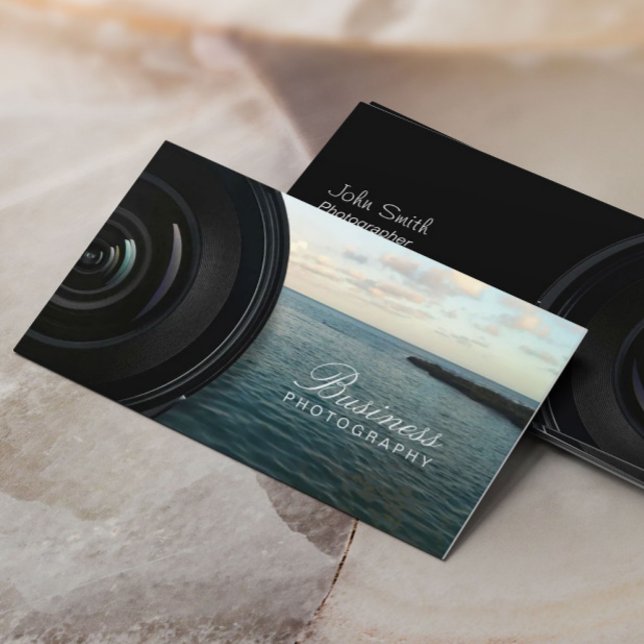 Carte De Visite Camera Lens Ocean Paysage Photographie (Créateur téléchargé)