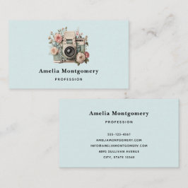 Carte De Visite Camera with Flowers Retro Pastel Image