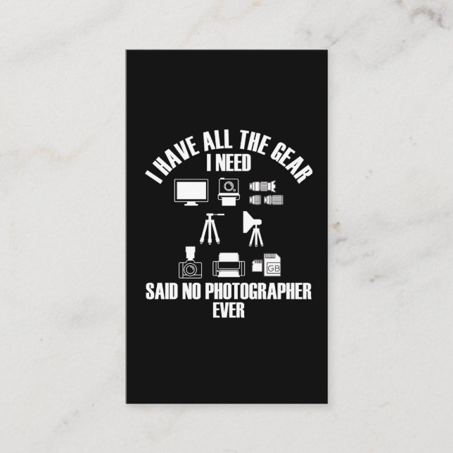 Carte De Visite Caméraman Photographe Matériel De Photographie Bla (Devant)