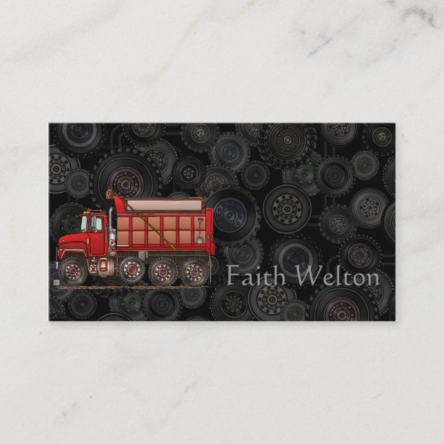 Carte De Visite Camion à benne basculante mignon de gravier (Devant)
