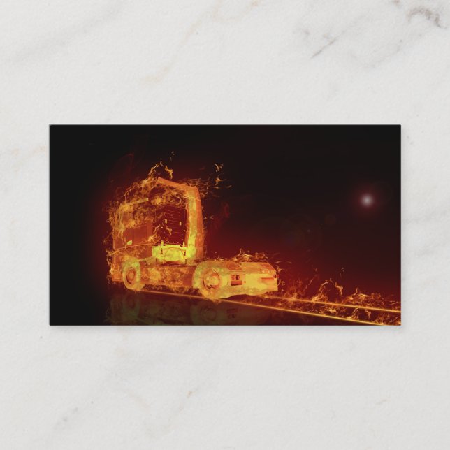 Carte De Visite Camion brûlant rouge en flammes du feu (Devant)