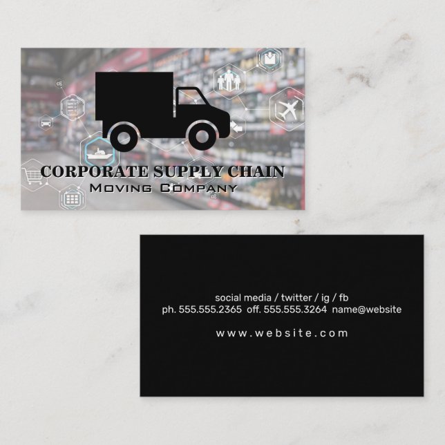Carte De Visite Camion d'approvisionnement | Réseau logistique (Devant / Derrière)