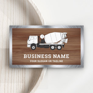 Carte De Visite Camion de ciment Mixer de grain de bois Brown