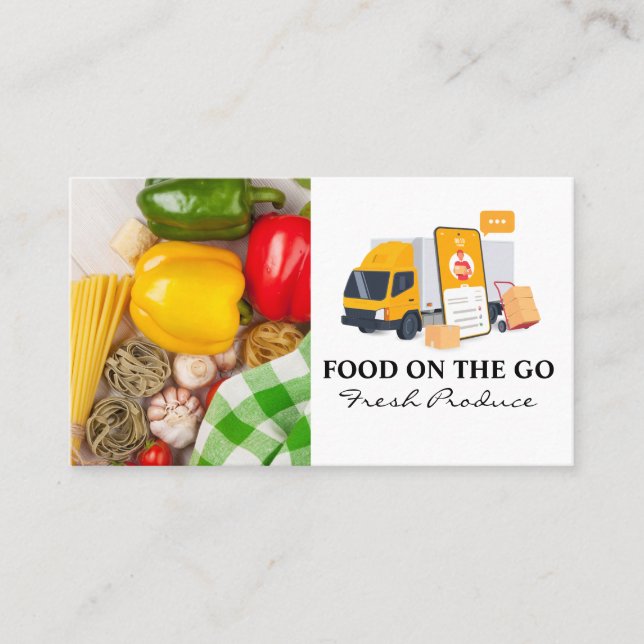 Carte De Visite Camion de livraison alimentaire | Produire (Devant)