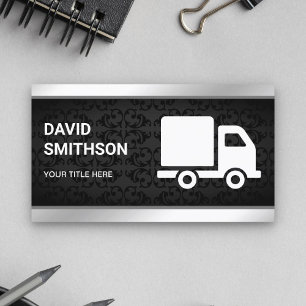 Carte De Visite Camion de transport logistique de Damas noir