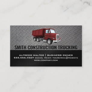 Carte De Visite Camion de vidange de construction rouge