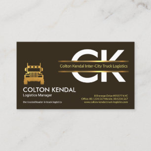 Carte De Visite Camion logistique Monogramme Gold Border Placard