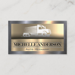 Carte De Visite Camion Métallique Acier brillant