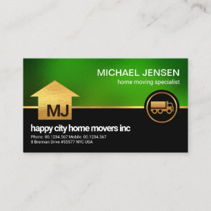 Carte De Visite Camion Monogramme Gold Home Trucker vert lumineux