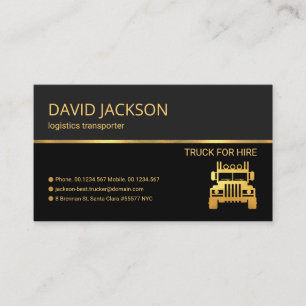 Carte De Visite Camion professionnel Retro Gold Line Gris